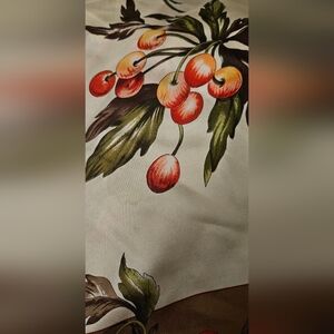 Anne Klein Cherries Brown and Green Floral Fabric